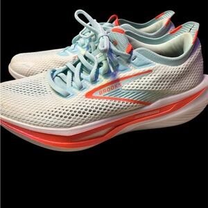 Brooks White, Orange and Light Blue Athletic Shoes